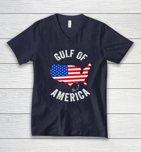 Gulf of USA America Funny Gulf of Mexico USA Flag Map July 4th V-Neck T-Shirt 2