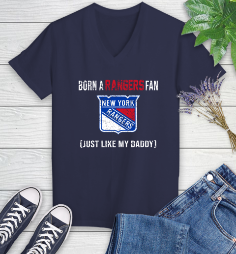 NHL New York Rangers Hockey Loyal Fan Just Like My Daddy Shirt Women's V-Neck T-Shirt 10