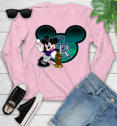 MLB Colorado Rockies The Commissioner's Trophy Mickey Mouse Disney Youth Long Sleeve 10
