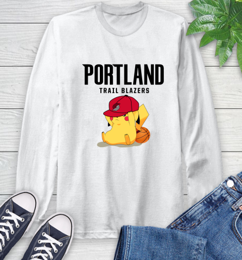 NBA Pikachu Basketball Sports Portland Trail Blazers Long Sleeve T-Shirt
