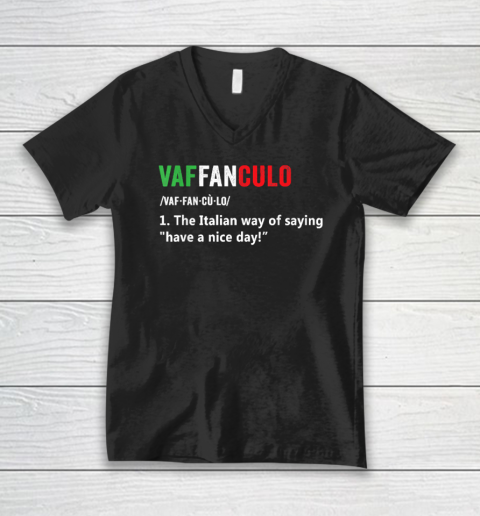 Vaffanculo Italy Slang Gag Gift Siclian Funny Italian V-Neck T-Shirt