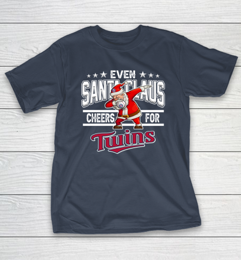 Minnesota Twins Even Santa Claus Cheers For Christmas MLB T-Shirt 3