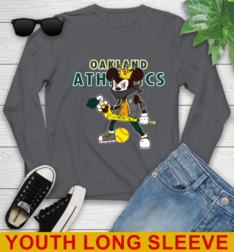 Oakland Athletics MLB Baseball Mickey Peace Sign Sports Youth Long Sleeve 9