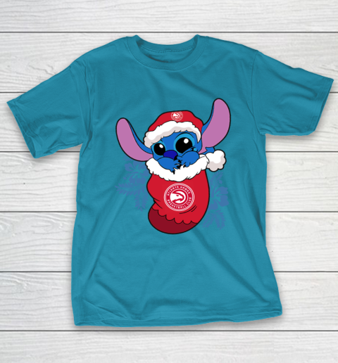 Atlanta Hawks Christmas Stitch In The Sock Funny Disney NBA T-Shirt 8