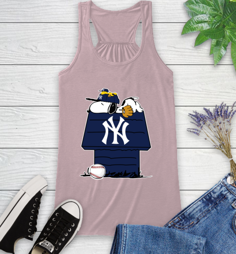MLB New York Yankees Snoopy Woodstock The Peanuts Movie Baseball T Shirt Racerback Tank 11
