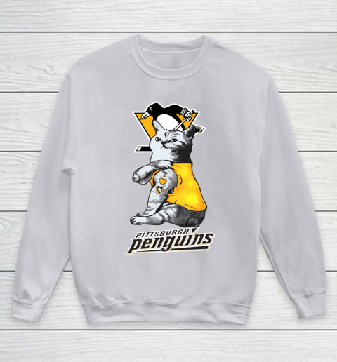 NHL My Cat Loves Pittsburgh Penguins Hockey Youth Sweatshirt 3
