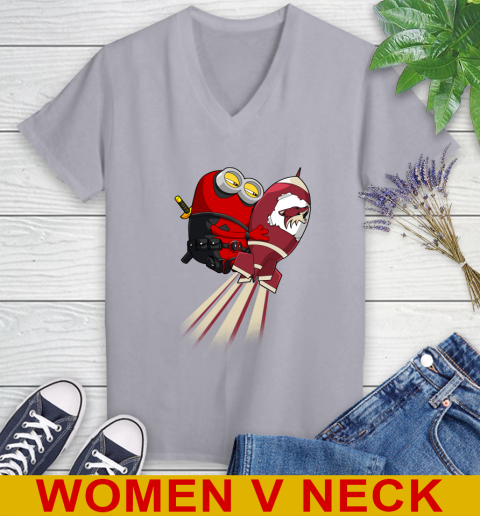 NHL Hockey Arizona Coyotes Deadpool Minion Marvel Shirt Women's V-Neck T-Shirt 4