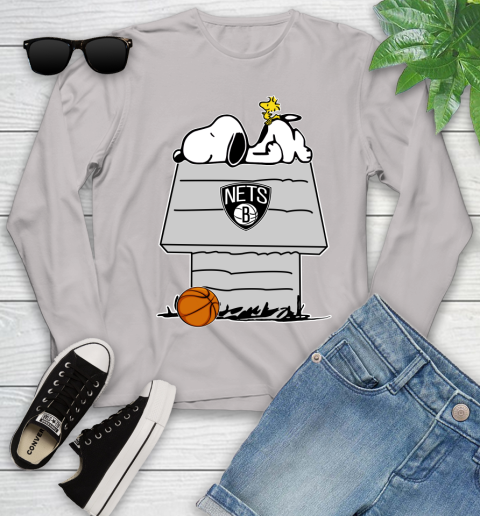Brooklyn Nets NBA Basketball Snoopy Woodstock The Peanuts Movie Youth Long Sleeve 12