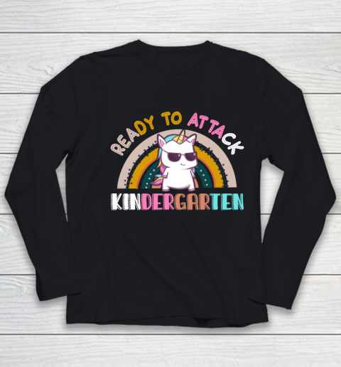 Back to school shirt Ready To Attack Kindergarten Unicorn Youth Long Sleeve