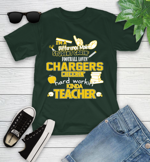 Los Angeles Chargers NFL I'm A Difference Making Student Caring Football Loving Kinda Teacher Youth T-Shirt 5