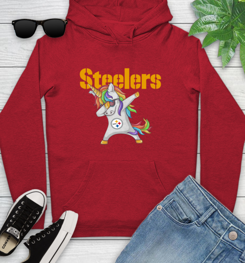 Pittsburgh Steelers NFL Football Funny Unicorn Dabbing Sports Youth Hoodie 11