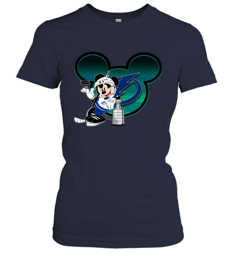 NHL Tampa Bay Lightning Stanley Cup Mickey Mouse Disney Hockey T Shirt V5OoUQQP6nK ladies t shirt 20 95 151514 front navy