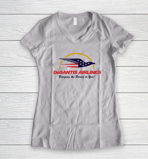 DeSantis Airlines Funny Political Meme Ron DeSantis Women's V-Neck T-Shirt