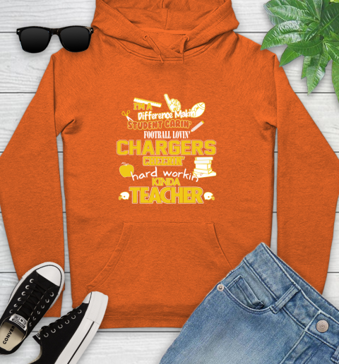 Los Angeles Chargers NFL I'm A Difference Making Student Caring Football Loving Kinda Teacher Youth Hoodie 4