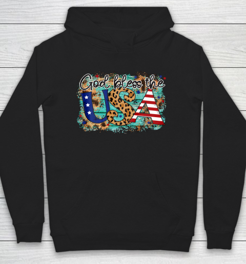 God Bless the USA Stars Stripes and Leopard Print Hoodie
