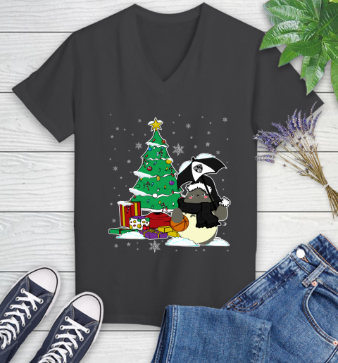 Brooklyn Nets NBA Basketball Cute Tonari No Totoro Christmas Sports Women's V-Neck T-Shirt 8