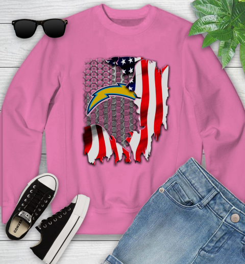 Los Angeles Chargers NFL Football American Flag Youth Sweatshirt 6