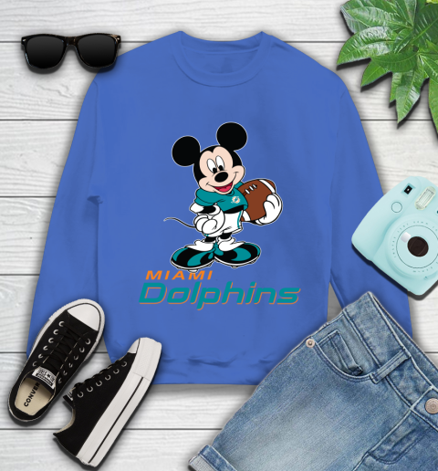 NFL Football Miami Dolphins Cheerful Mickey Mouse Shirt Youth Sweatshirt 7