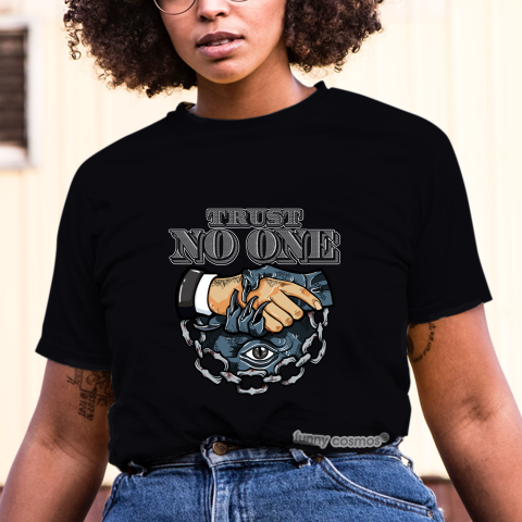 Air Jordan 1 Fearless Facetasm Matching Sneaker Tshirt Trust No One Eye White and Blue Jordan Tshirt