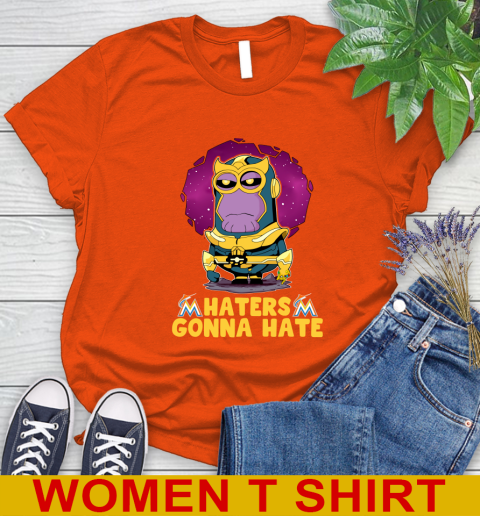 MLB Baseball Miami Marlins Haters Gonna Hate Thanos Minion Marvel Shirt Women's T-Shirt 4