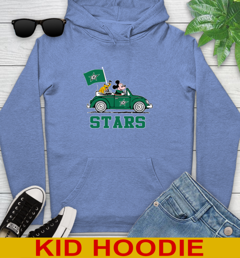 NHL Hockey Dallas Stars Pluto Mickey Driving Disney Shirt Youth Hoodie - Image 13