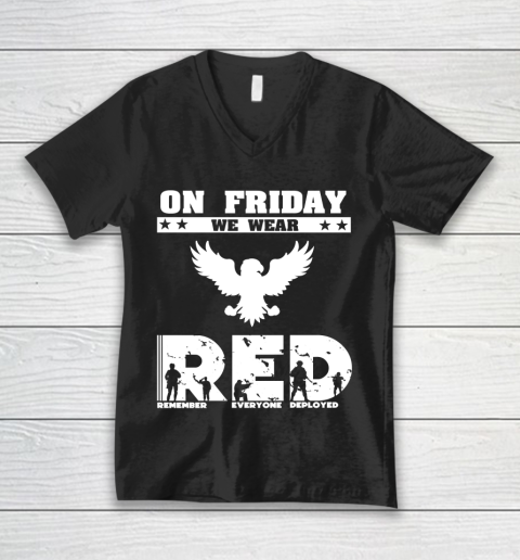 Veteran Shirt I Wear RED on Friday Military V-Neck T-Shirt