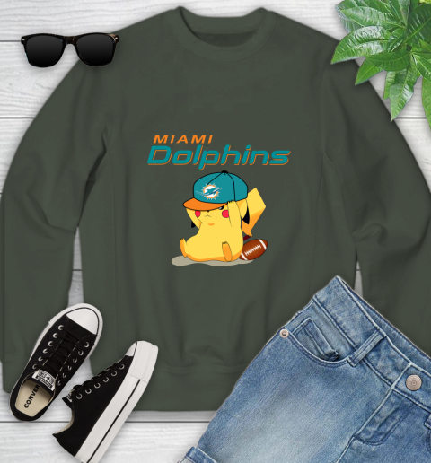 NFL Pikachu Football Sports Miami Dolphins Youth Sweatshirt 10