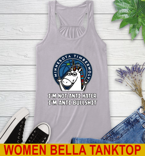 Minnesota Timberwolves NBA Basketball Unicorn I'm Not Anti Hater I'm Anti Bullshit Racerback Tank 5