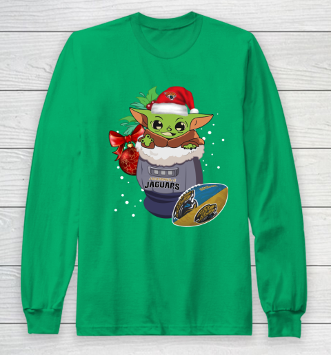 Jacksonville Jaguars Christmas Baby Yoda Star Wars Funny Happy NFL Long Sleeve T-Shirt 7