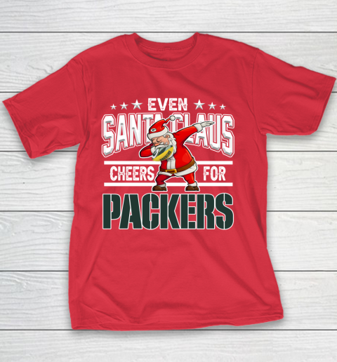 Green Bay Packers Even Santa Claus Cheers For Christmas NFL Youth T-Shirt 7