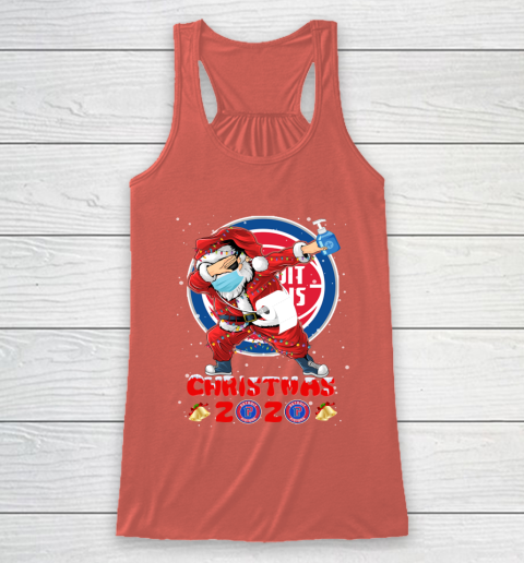 Detroit Pistons Funny Santa Claus Dabbing Christmas 2020 NBA Racerback Tank 3