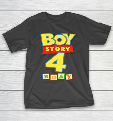 Toy Blocks Boy Story 4 Year Old Birthday T-Shirt