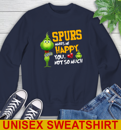 NBA San Antonio Spurs Makes Me Happy You Not So Much Grinch Basketball Sports Sweatshirt 2