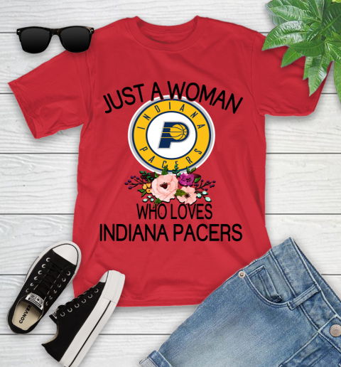 NBA Just A Woman Who Loves Indiana Pacers Basketball Sports Youth T-Shirt 8