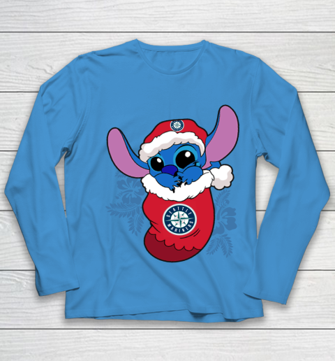 Seattle Mariners Christmas Stitch In The Sock Funny Disney MLB Youth Long Sleeve 7
