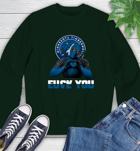 NBA Minnesota Timberwolves Deadpool Love You Fuck You Basketball Sports Sweatshirt 12