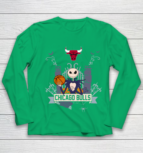 NBA Chicago Bulls Basketball Jack Skellington Halloween Youth Long Sleeve 4