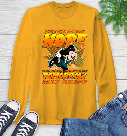 San Jose Sharks NHL Hockey ootball Mickey Disney Never Lose Hope Long Sleeve T-Shirt 2