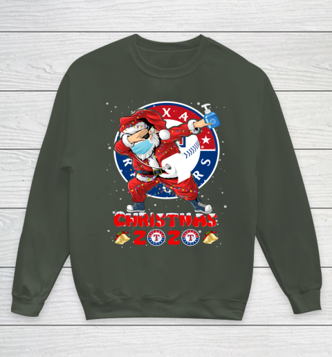 Texas Rangers Funny Santa Claus Dabbing Christmas 2020 MLB Youth Sweatshirt 8