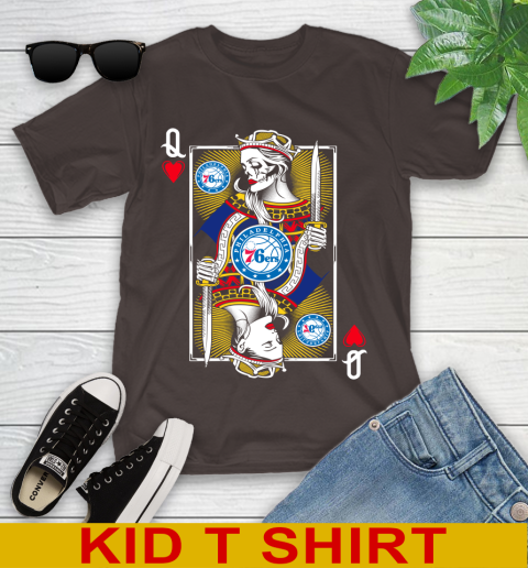 NBA Basketball Philadelphia 76ers The Queen Of Hearts Card Shirt Youth T-Shirt 6