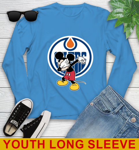 Edmonton Oilers NHL Hockey Dabbing Mickey Disney Sports Youth Long Sleeve 8