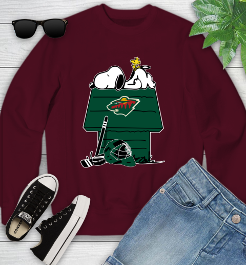 Minnesota Wild NHL Hockey Snoopy Woodstock The Peanuts Movie Youth  Sweatshirt