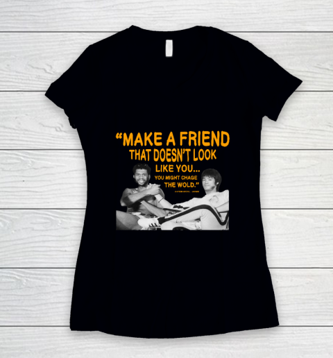 Kareem Abdul Jabbar Shirt Make A Friend Women's V-Neck T-Shirt