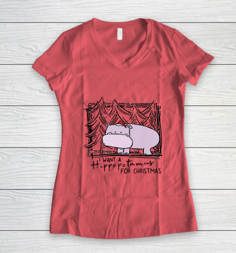 I Want A Hippopotamus For Christmas Hippo for Kid Women Men Women's V-Neck T-Shirt 3
