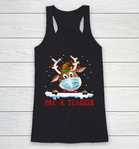 Merry Christmas Pre K Teacher Reindeer Racerback Tank