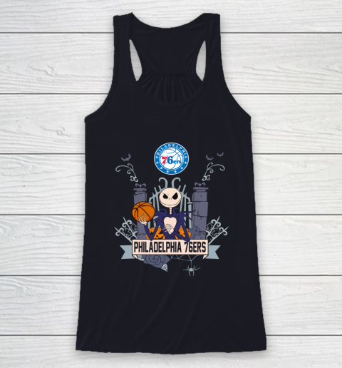 NBA Philadelphia 76ers Basketball Jack Skellington Halloween Racerback Tank 7