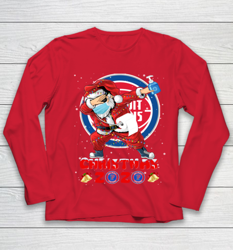 Detroit Pistons Funny Santa Claus Dabbing Christmas 2020 NBA Youth Long Sleeve 8