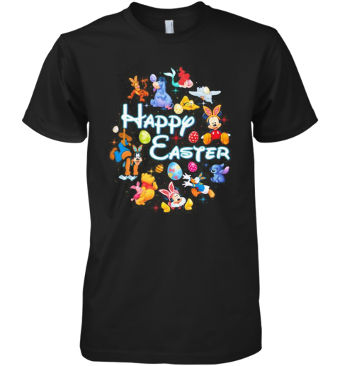 Disney Cartoon Characters Happy Easter Flowers Premium Men's T-Shirt