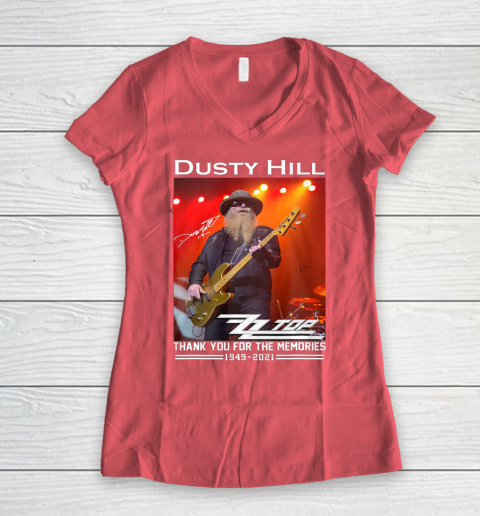 Dusty Hill Thank You For Memories Women's V-Neck T-Shirt 4