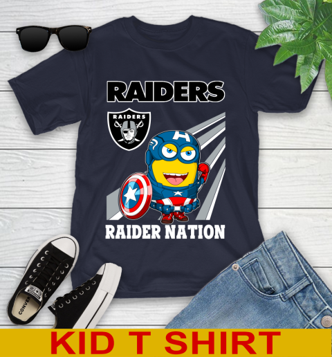 NFL Football Oakland Raiders Captain America Marvel Avengers Minion Shirt Youth T-Shirt 2